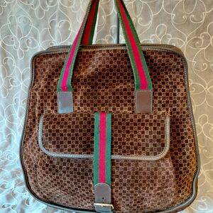 Authentic Vintage Gucci Brown Suede Book Bag